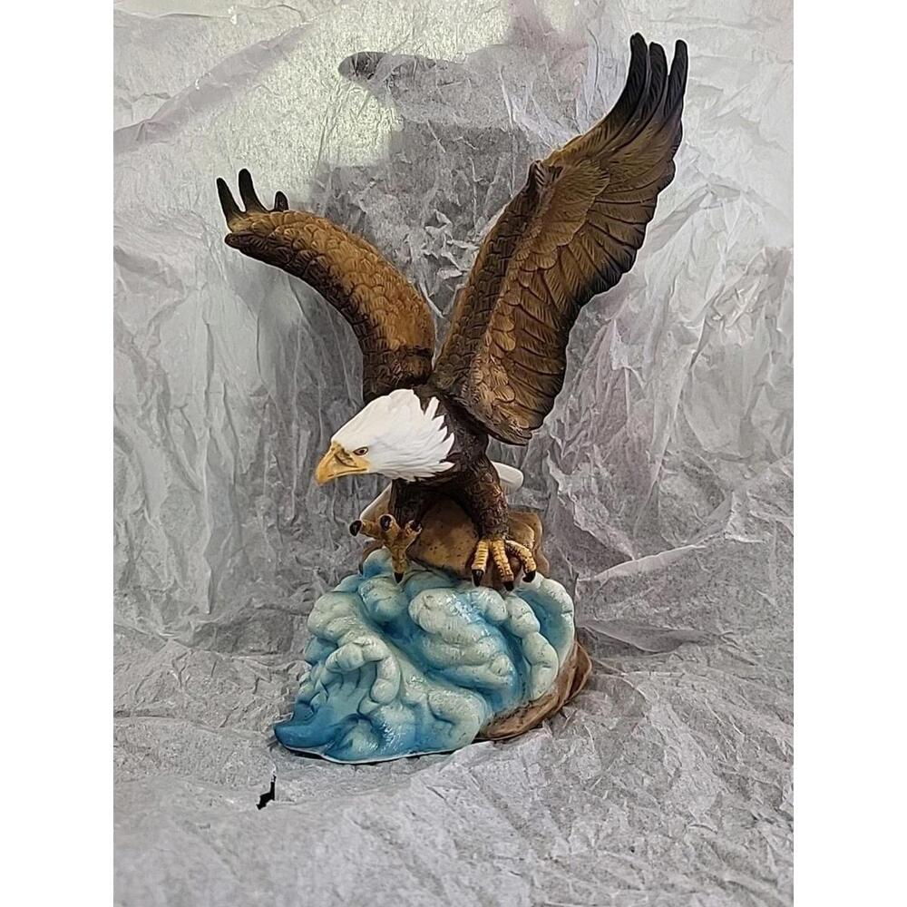 Bald Eagle On Rock W/ Waves! Porcelain!